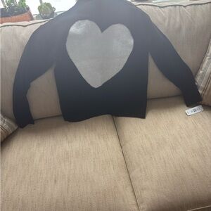 Black Sweater with White Heart Design